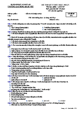 Đề thi kết thúc học phần Lịch sử - Mã đề 572 - Trường Cao đẳng Bách Việt